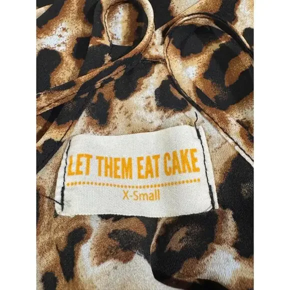 Let Them Eat Cake Womens Brown Animal Print Maxi A Line Slip Dress Sz XS - Picture 5 of 5